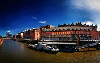 City Hamburg Germany River Rhine Promenade Sky Stock Photos