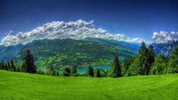 Beautiful Green Nature Landscape Mountains And Lake
