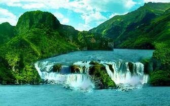 Tropical Waterfall Paradise Desktop Wallpaper