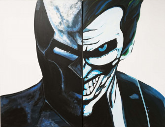Half Batman Joker Drawing Wallpaper