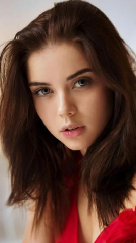 Brunette Woman Beautiful Stare Wallpaper