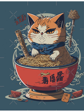 Vintage Style Japenese Ramen Cat Sticker By Pride