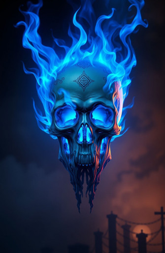 Blue Fire Skull Wallpaper