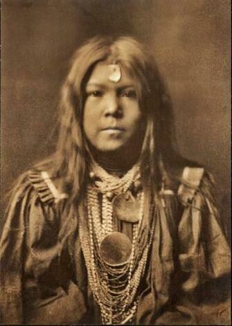 Apache Indian Girl Wearing A Bucksin Dress
