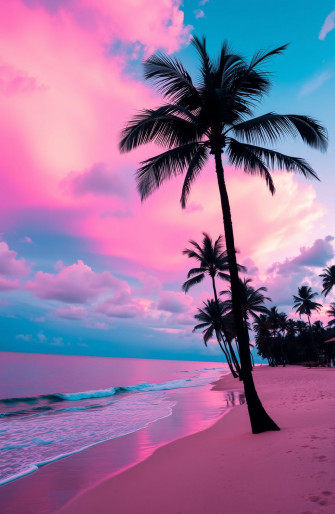 Pink Beach Sunset Wallpaper