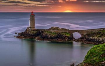 Wallpaper Sea Sunset France Lighthouse Brittany
