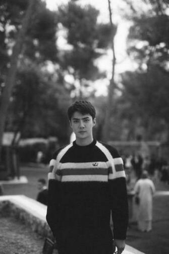 Wallpaper Sehun Background And Black White Image