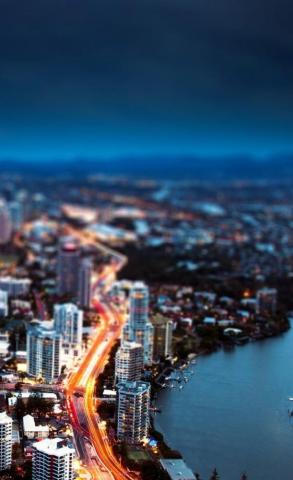 iPhone 4s Parallax Wallpaper Tilt Shift City Night Aerial