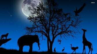 Animal Silhouettes In The Night Wallpaper