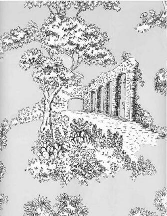 Print Inspired Antique Toile Wallpaper Museum Calculator