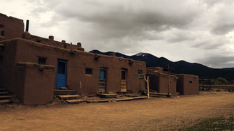 Native American Pueblo Building A Static Shot Of The