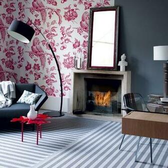 Living Room With Statement Wallpaper Modern Rooms Image