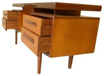 Mid Century Teak Desk Floating Top Design By G Plan Midcentury