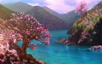 Hand Painted Land Of Peach Blossoms Wallpaper Comics Desktop