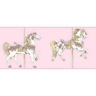 York Wallcoverings Peek A Boo Carousel Horse Toile Wallpaper