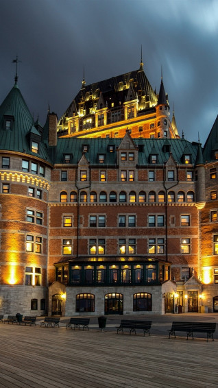 Canada Quebec City Night Buildings Lights iPhone