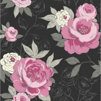 Home Shop By Style Floral Cassi Black Pink Wallpaper