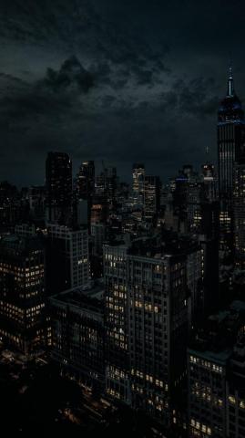 Dark Night City Lighte And Buildings Wallpaper Aesthetic