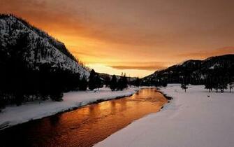 Winter Evening Wallpaper Yellowstone National Park