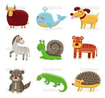 Circus Cute Animals Set Animal Cartoon Apple Tree Pictures