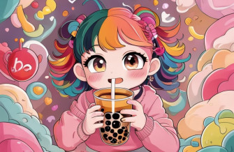 Cute Anime Girl Drinking Boba Wallpaper