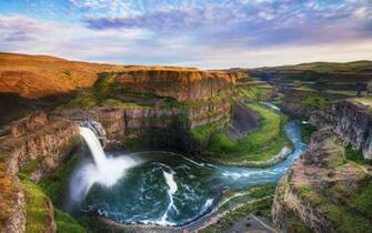 Canyon With Waterfall HD Desktop Wallpaper