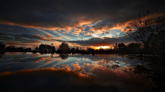 Nature Sunset Landscape Sunlight Reflection Wallpaper HD