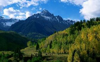Trees Hills Mountains Fall Forest Sky Wallpaper