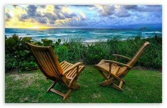 Beach Chairs Digital Wallpaper Black Pictures