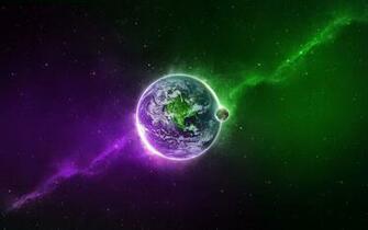 Green And Purple Light Around Earth Wallpaper