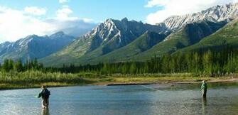 Fishing Fish Sport Water Fishes Lake River Forest Mountain Wallpaper