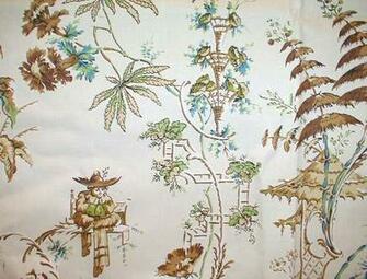 Green Brown At4127 Oriental Asian Toile Wallpaper Filesize 7k