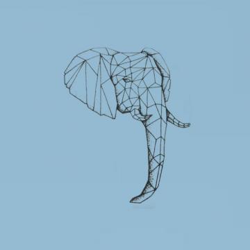 Geometric Elephant Design Light Blue Aesthetic Created And