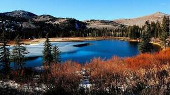 Half Frozen Mountain Lake Wallpaper Nature