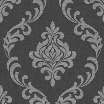 Decor Torino Damask Designer Feature Wallpaper Black Silver