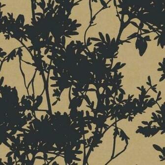 Fleur De Lee Karma Black Gold Zen Flock Wallpaper Arthouse