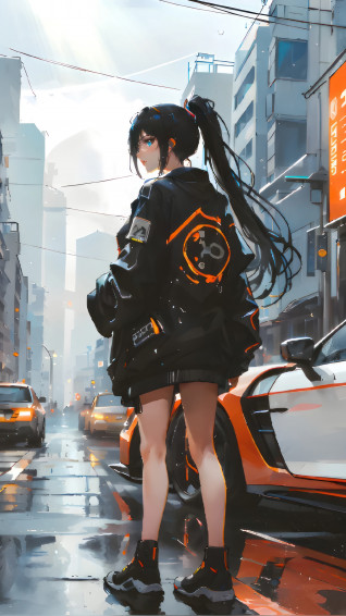 Anime Girl Sports Car 4k Wallpaper iPhone HD Phone 8531m