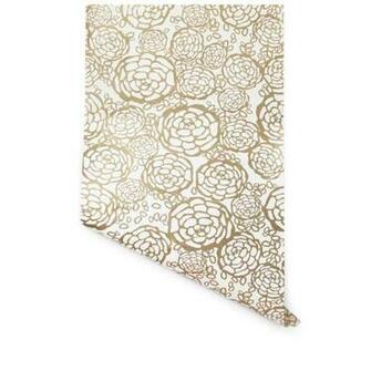Petal Pusher Wallpaper In Gold Bathroom Accent Wall