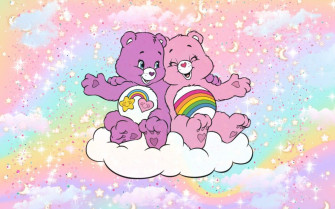 Cute Care Bear Pink And Purple Aesthetic Desktop Wallpaper