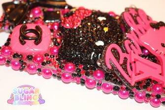 Pink Black Bling Hello Kitty Barbie Decoden Case For iPhone 5s