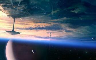Planet With Large Buildings Graphic Wallpaper Space Science