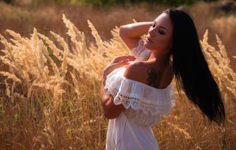 Wallpaper Girl Pose Model Dress Tattoo Neckline Lace