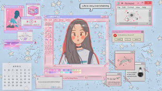 Kawaii Aesthetic Computer Background Wallpaper
