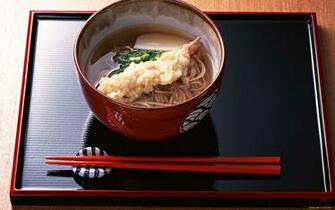 Tempura And Soba Noodles Full HD Wallpaper Background