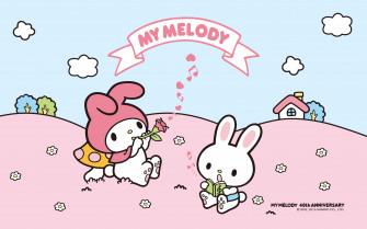 My Melody Pink Blue Music Background A Super Cute Desktop