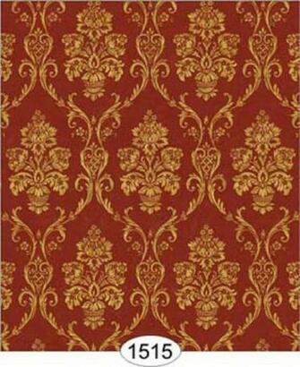 Dollhouse Miniature Wallpaper Camilla Damask In Gold On Burgandy