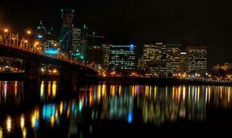 Usa Water Houses Bridges Portland Night Cities Wallpaper And Photos