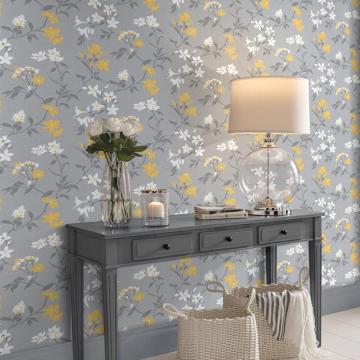 Aeris Grey Yellow Wallpaper Graham Brown