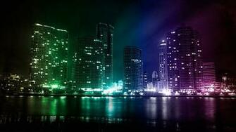 Colorful Skyline At Night Wallpaper