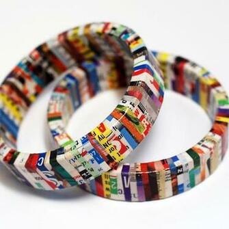 Recycled Magazine Eco Friendly Bangle Bracelet Urban Jungle